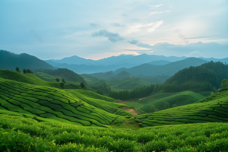 绿油油的茶庄茶田新鲜茶叶摄影图,高清,摄影图,摄影图片,图片大全,摄影图免费下载